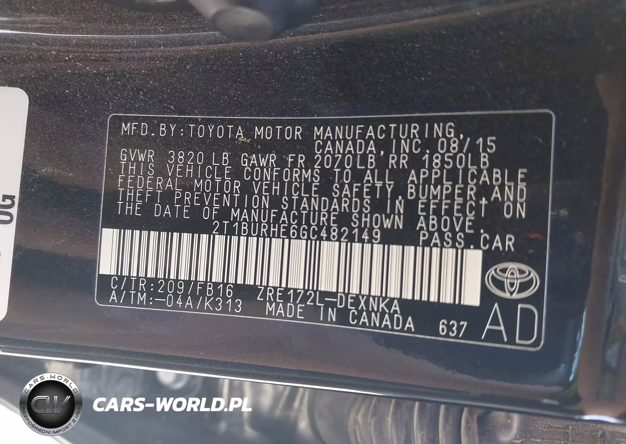 2016 Toyota Corolla Le Plus VIN:2T1BURHE6GC482149 - 9