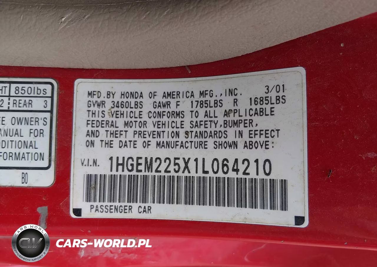 2001 Honda Civic Lx VIN:1HGEM225X1L064210 - 9