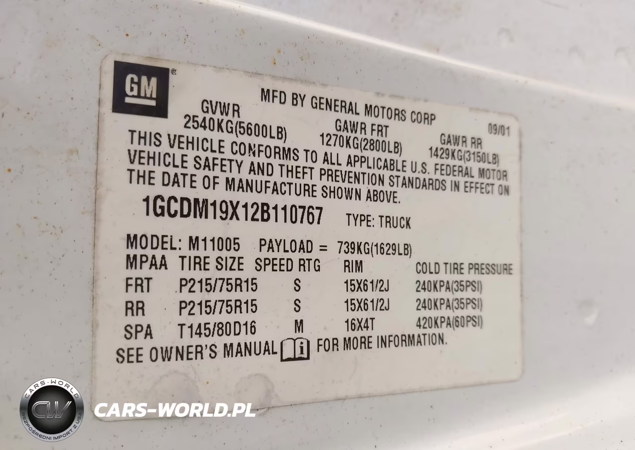 2002 Chevrolet Astro VIN:1GCDM19X12B110767 - 9