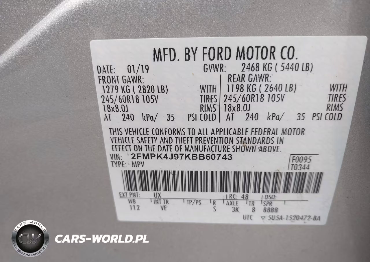 2019 Ford Edge Sel VIN:2FMPK4J97KBB60743 - 9