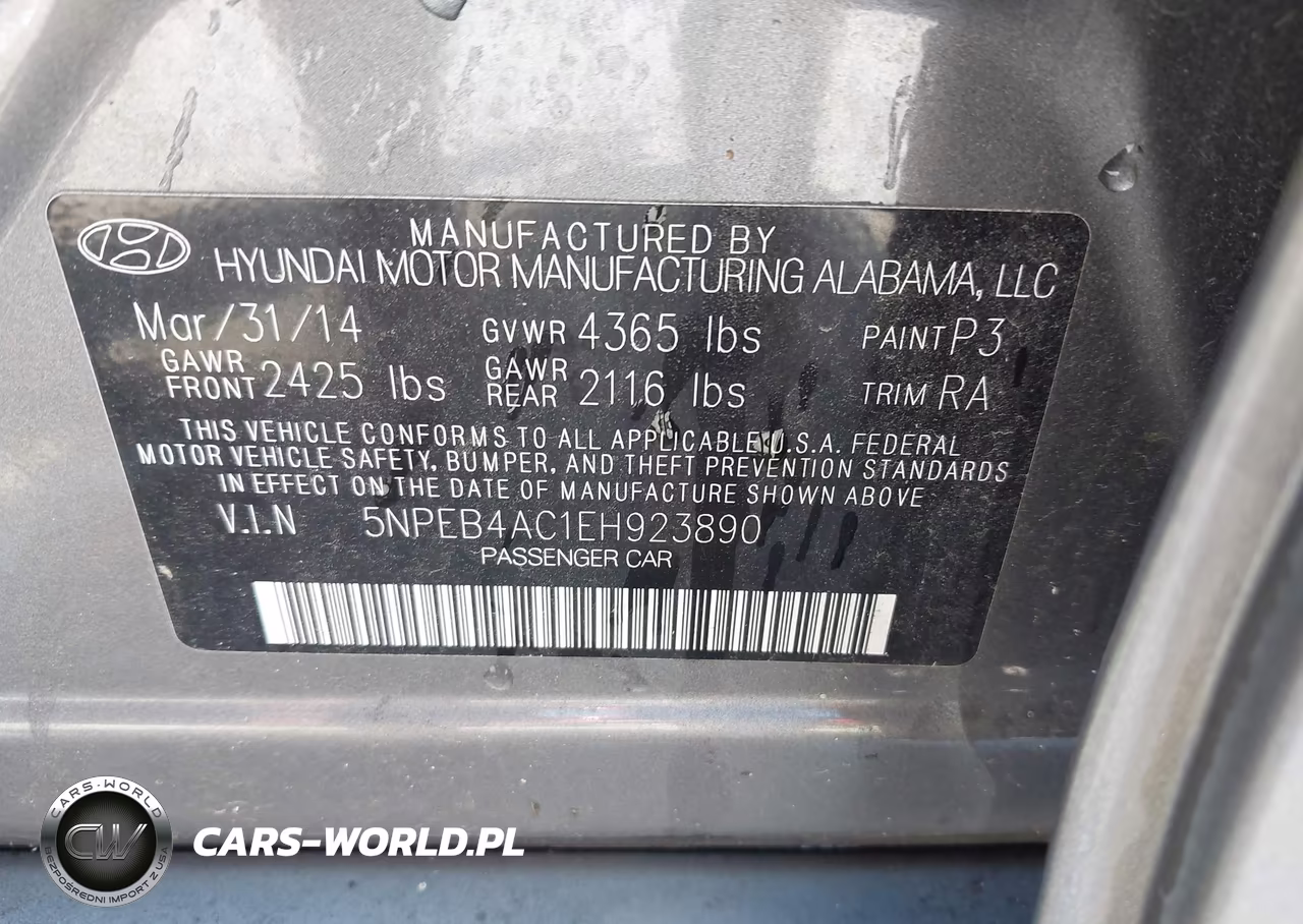 2014 Hyundai Sonata Gls VIN:5NPEB4AC1EH923890 - 9