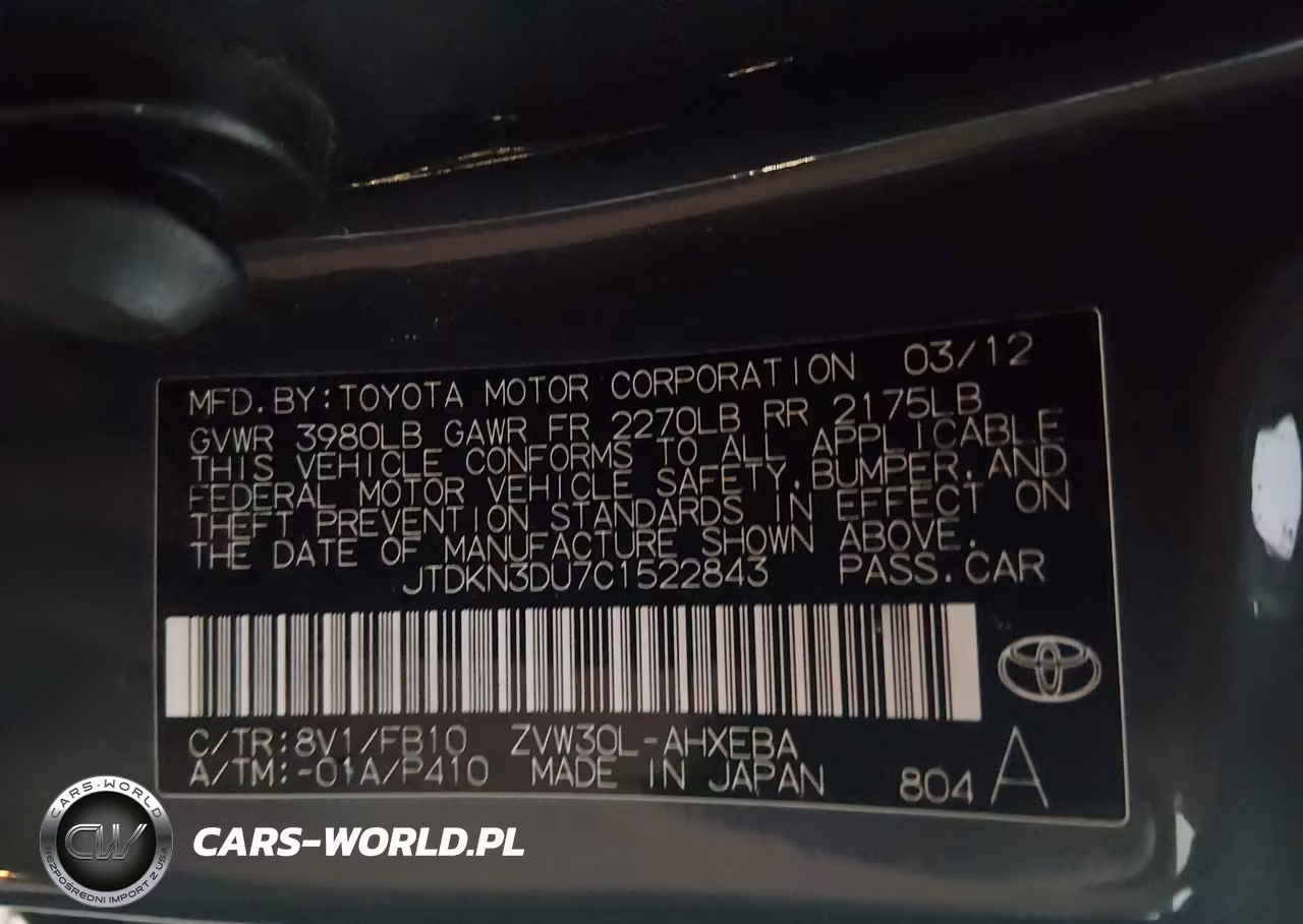2012 Toyota Prius Two VIN:JTDKN3DU7C1522843 - 9
