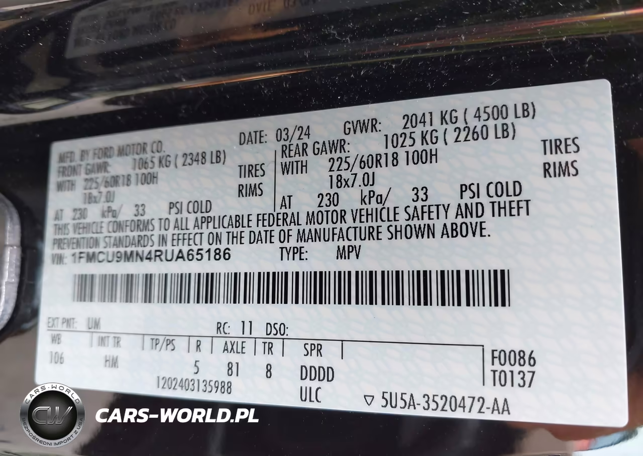 2024 Ford Escape St-Line VIN:1FMCU9MN4RUA65186 - 9