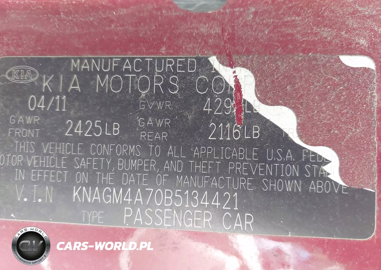 2011 Kia Optima Lx VIN:KNAGM4A70B5134421 - 9