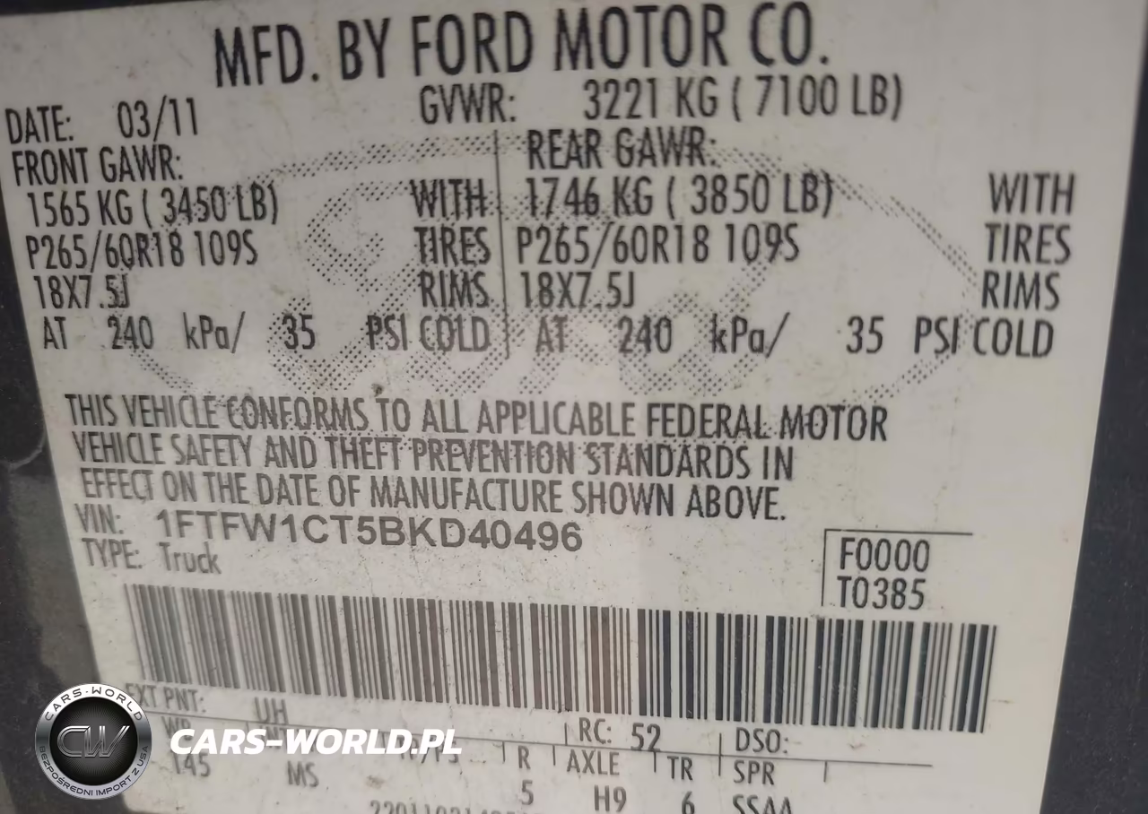 2011 Ford F-150 Xlt VIN:1FTFW1CT5BKD40496 - 9