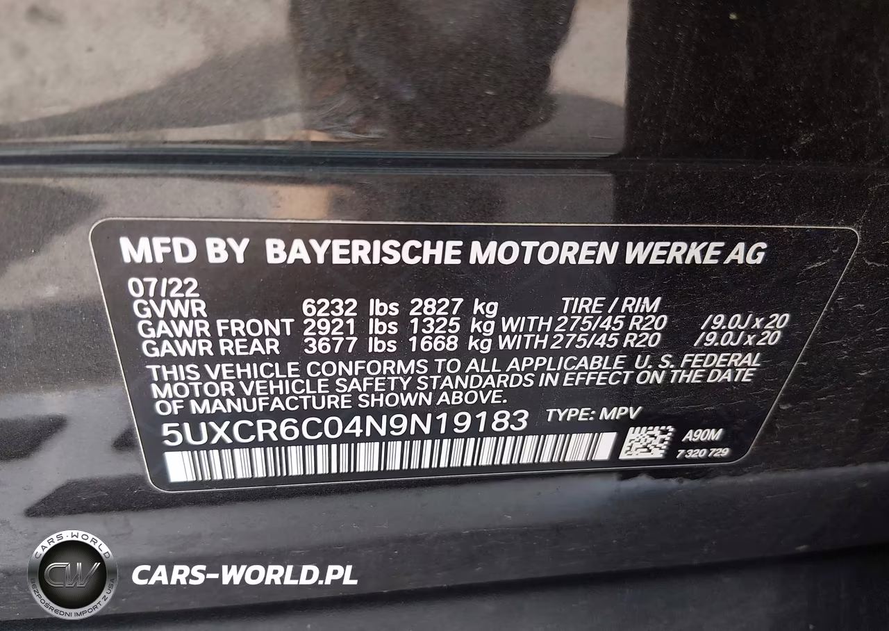 2022 BMW X5 xDrive40I VIN:5UXCR6C04N9N19183 - 9