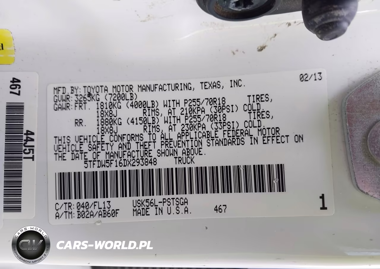 2013 Toyota Tundra Grade 5.7L V8 VIN:5TFDW5F16DX293848 - 9