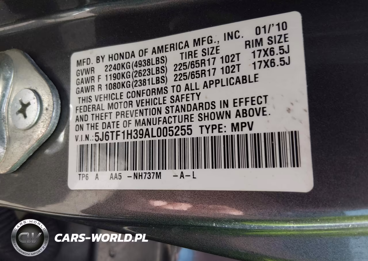 2010 Honda Accord Crosstour Ex VIN:5J6TF1H39AL005255 - 9