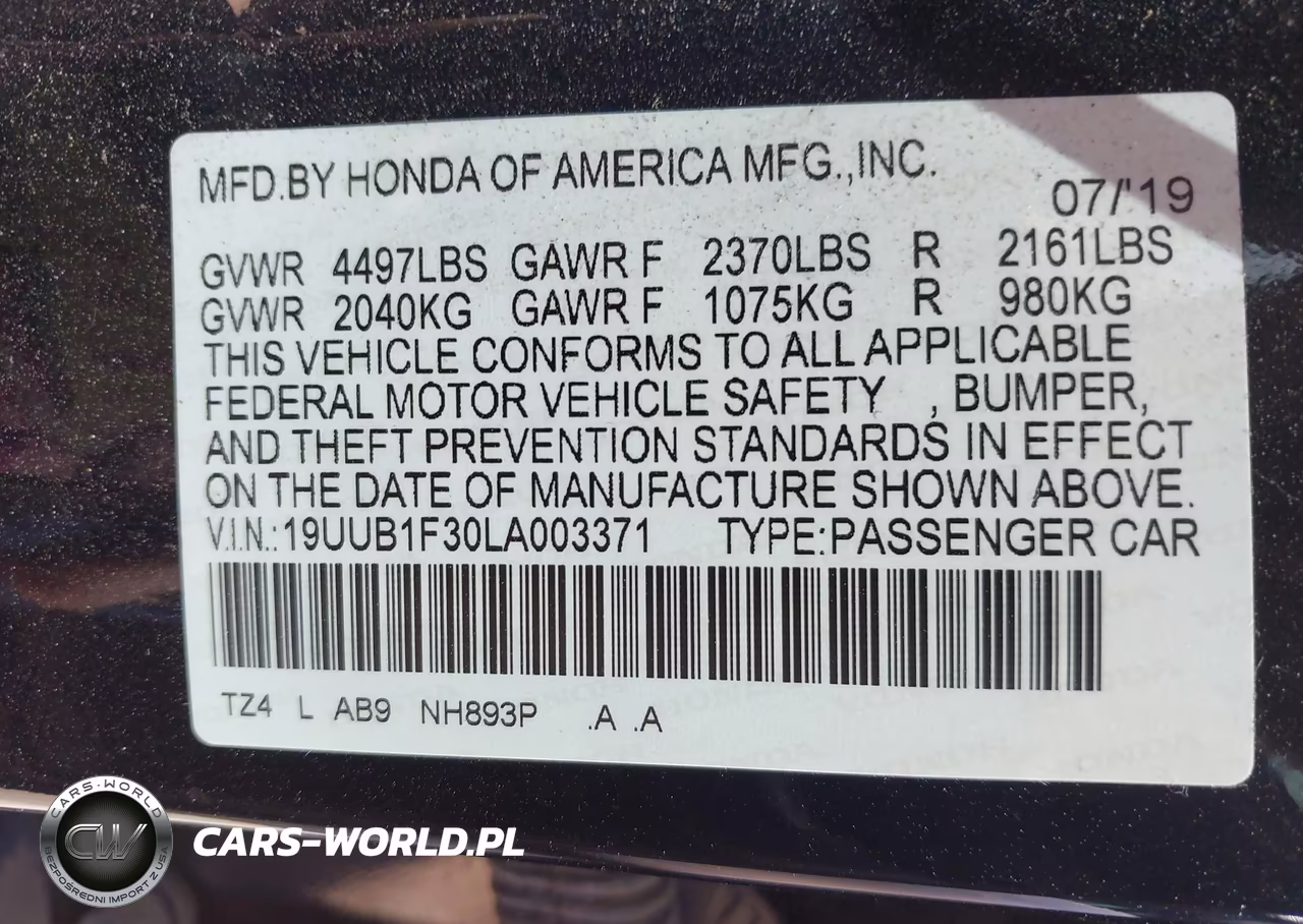 2020 Acura Tlx Standard VIN:19UUB1F30LA003371 - 9