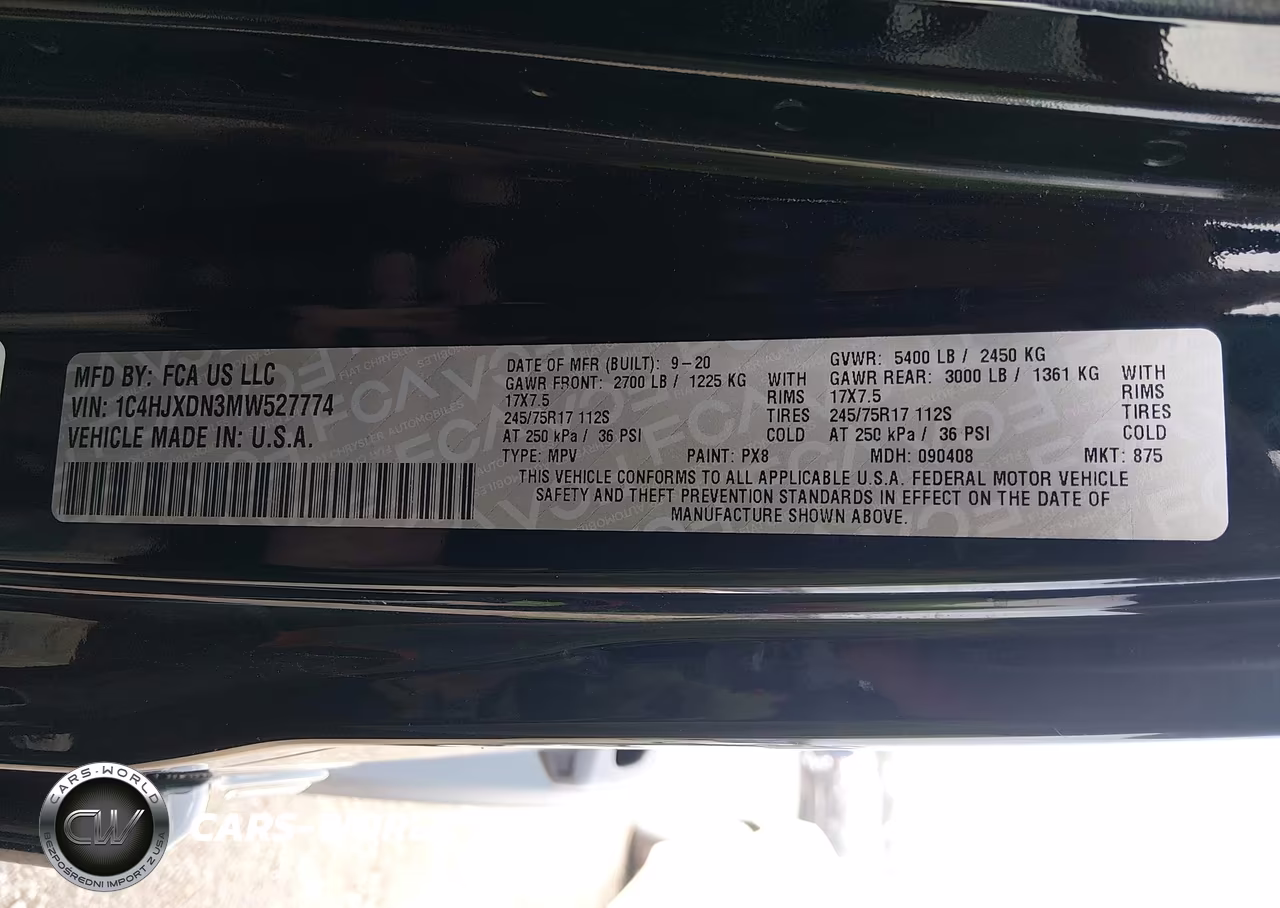 2021 Jeep Wrangler Unlimited Sport S 4X4 VIN:1C4HJXDN3MW527774 - 9