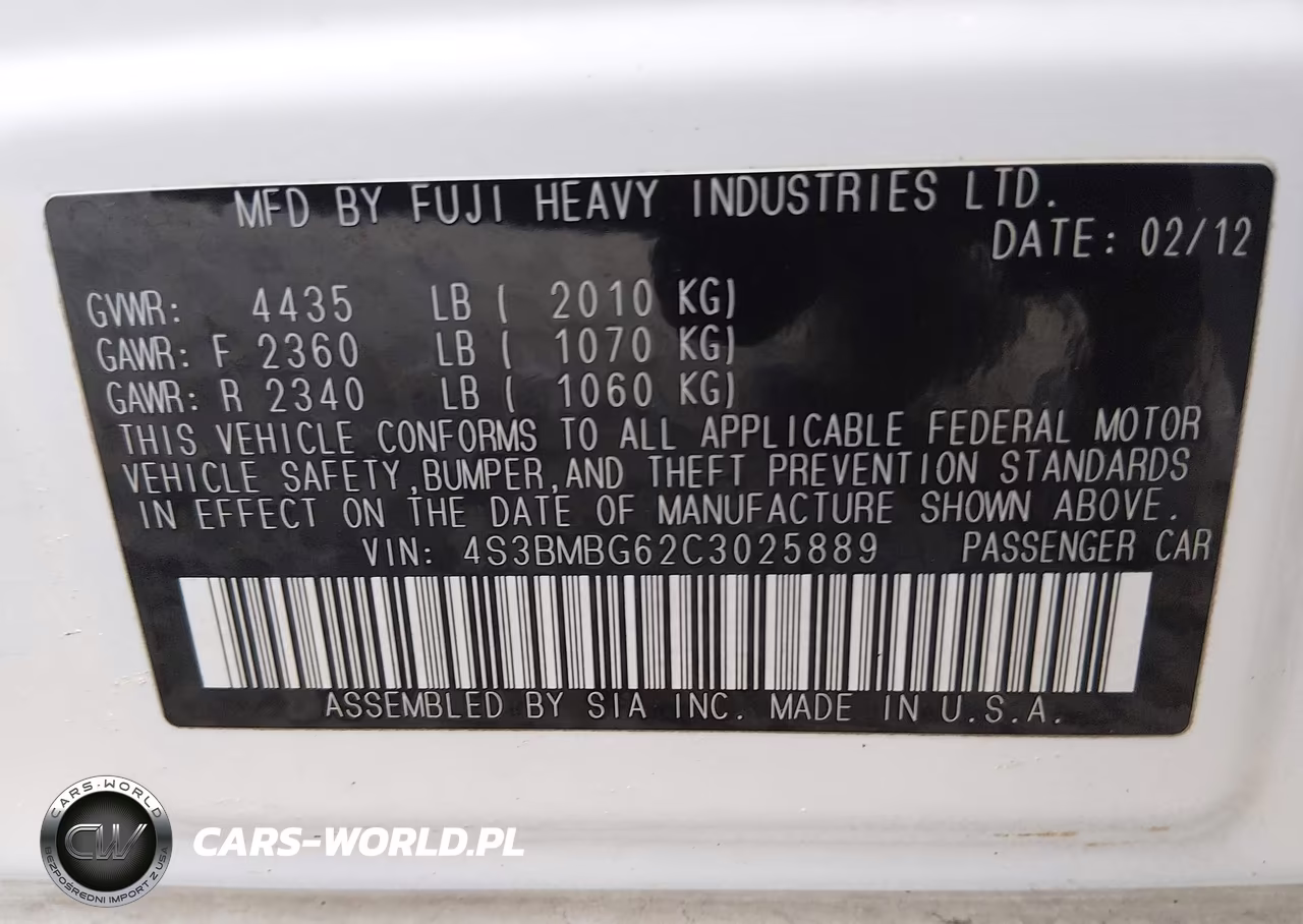 2012 Subaru Legacy 2.5I Premium VIN:4S3BMBG62C3025889 - 9