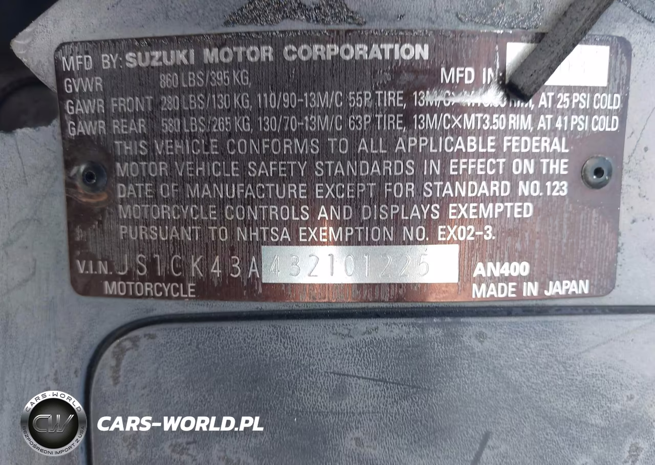 2003 Suzuki An400 K3 VIN:JS1CK43A432101225 - 10