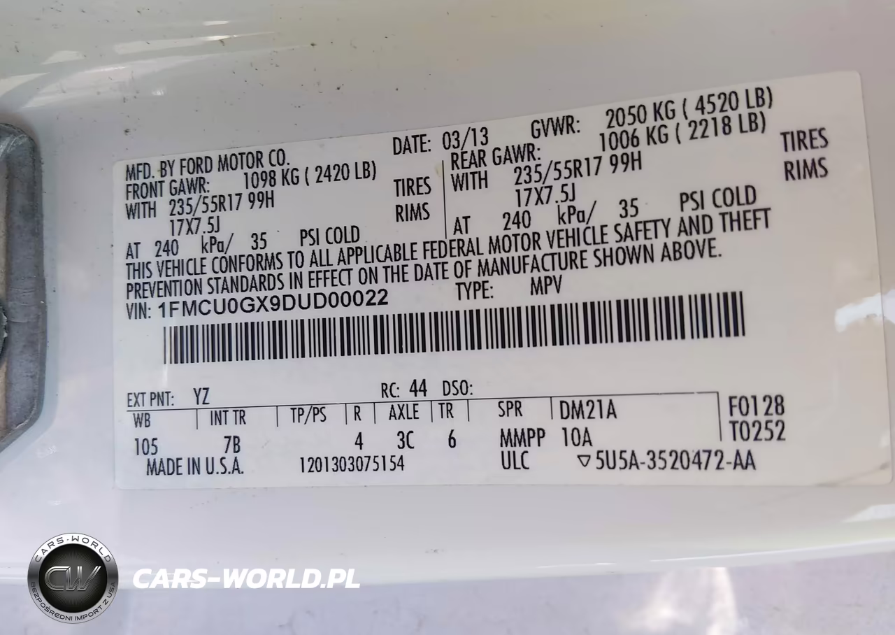 2013 Ford Escape Se VIN:1FMCU0GX9DUD00022 - 9