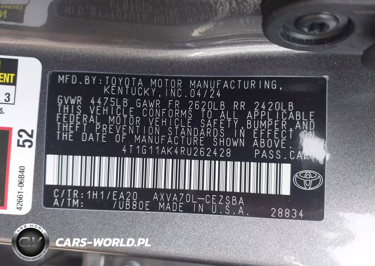 2024 Toyota Camry Se VIN:4T1G11AK4RU262428 - 9