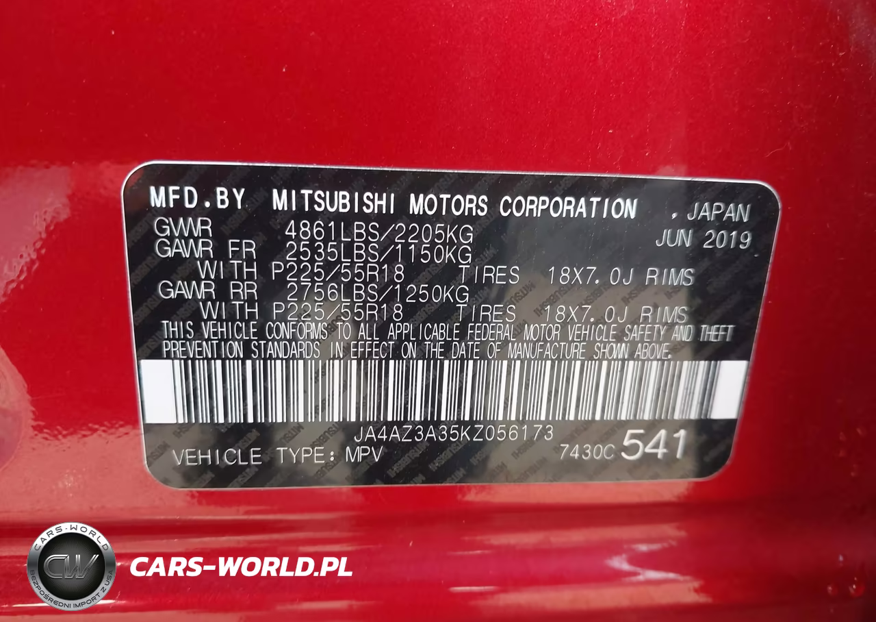 2019 Mitsubishi Outlander Es VIN:JA4AZ3A35KZ056173 - 9