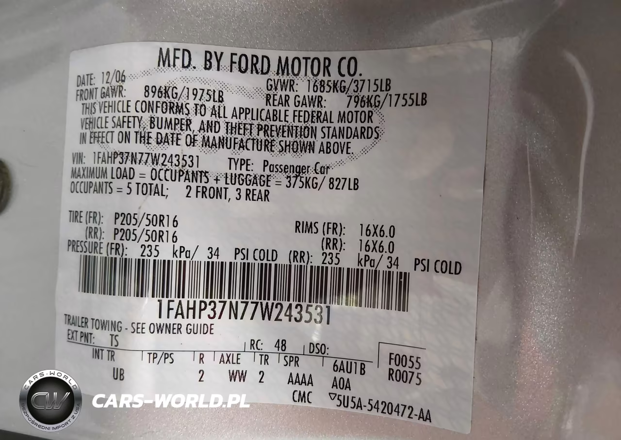 2007 Ford Focus S-Se-Ses VIN:1FAHP37N77W243531 - 9