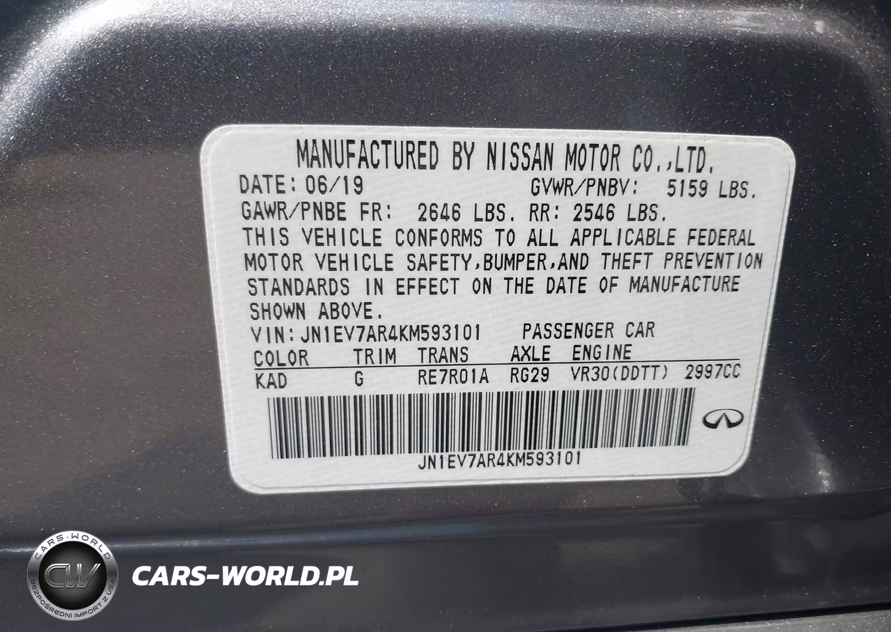 2019 Infiniti Q50 3.0T Luxe VIN:JN1EV7AR4KM593101 - 9