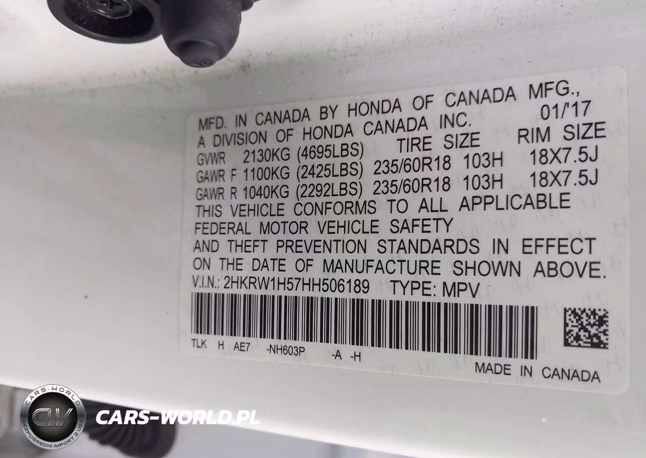 2017 Honda Cr-V Ex VIN:2HKRW1H57HH506189 - 9