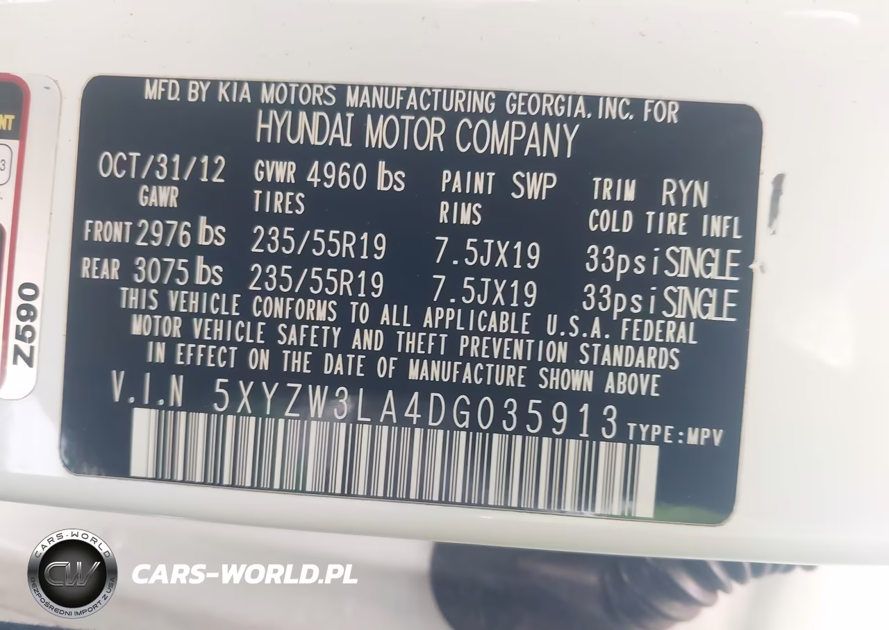 2013 Hyundai Santa Fe Sport 2.0T VIN:5XYZW3LA4DG035913 - 9