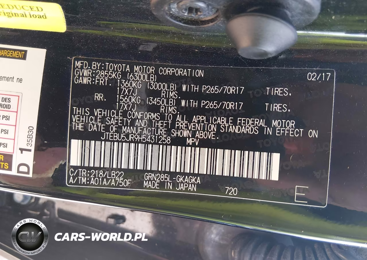 2017 Toyota 4Runner Sr5 Premium VIN:JTEBU5JR9H5431258 - 9