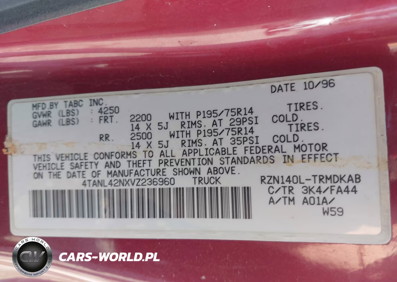 1997 Toyota Tacoma VIN:4TANL42NXVZ236960 - 9