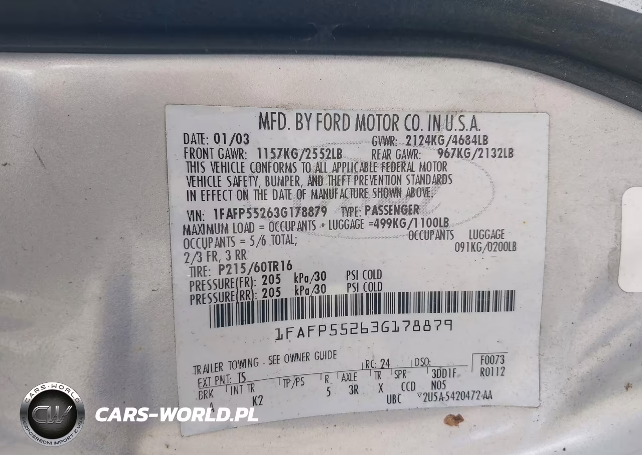 2003 Ford Taurus Ses VIN:1FAFP55263G178879 - 9