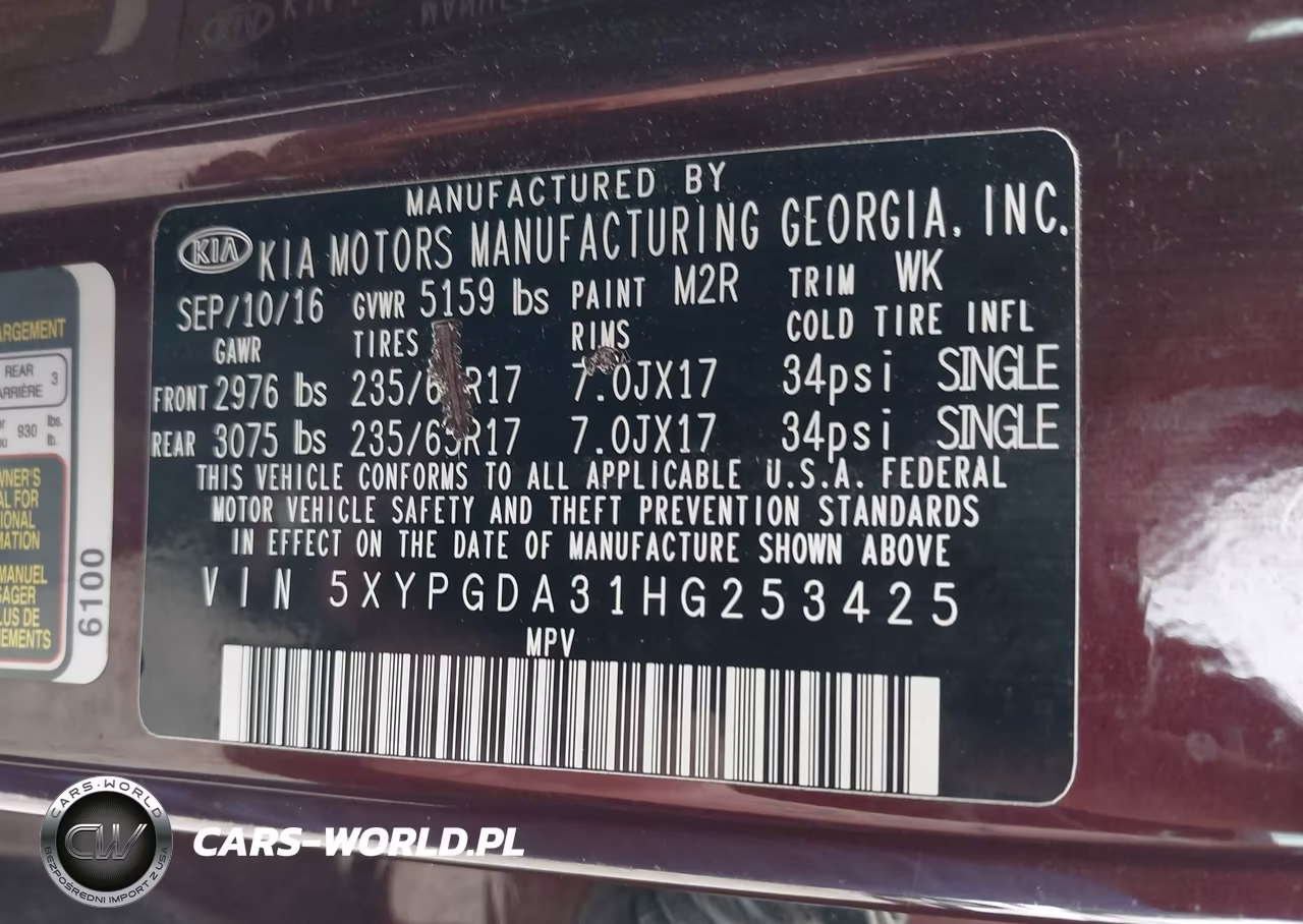 2017 Kia Sorento 2.4L Lx VIN:5XYPGDA31HG253425 - 9