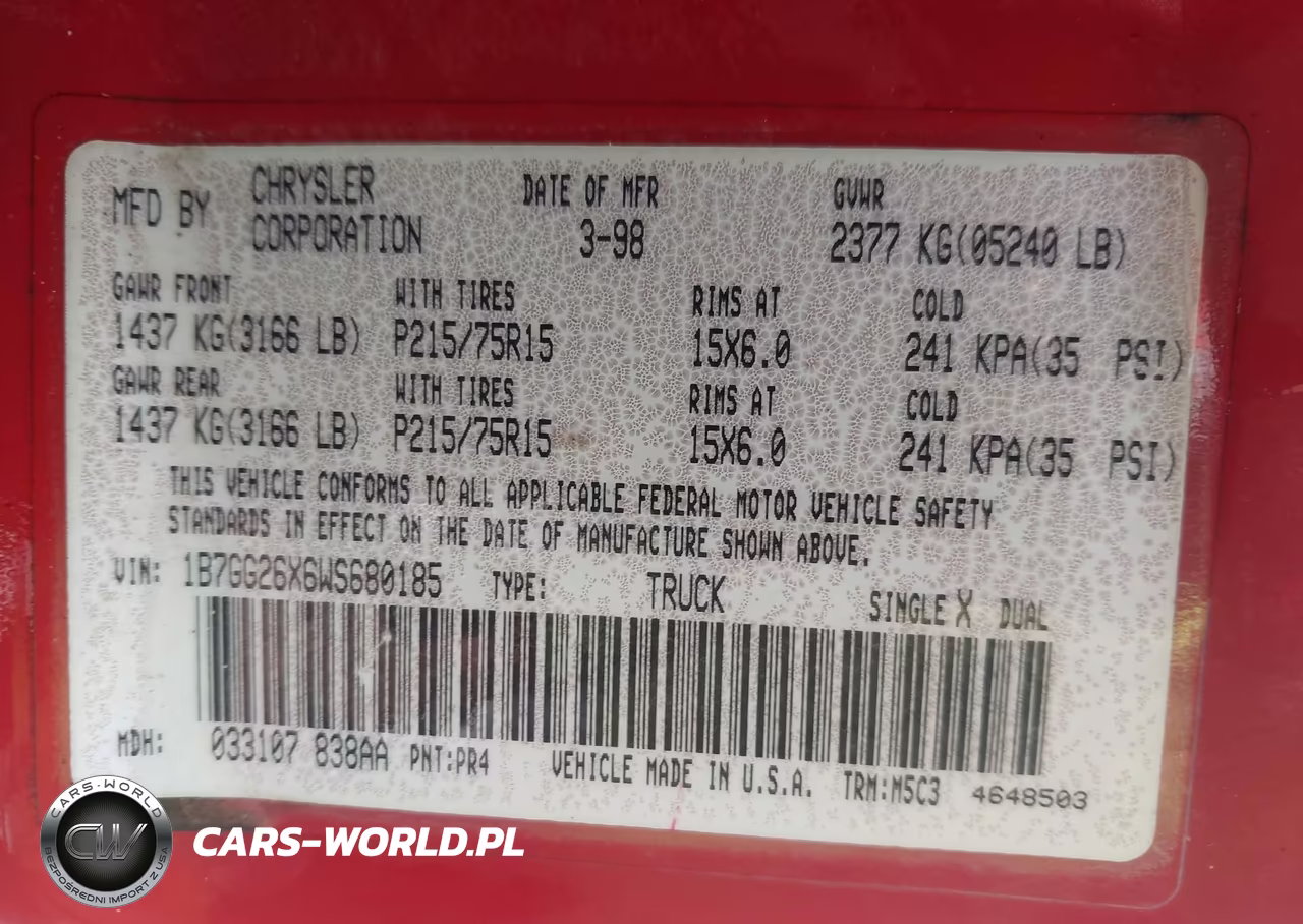 1998 Dodge Dakota Slt-Sport VIN:1B7GG26X6WS680185 - 9