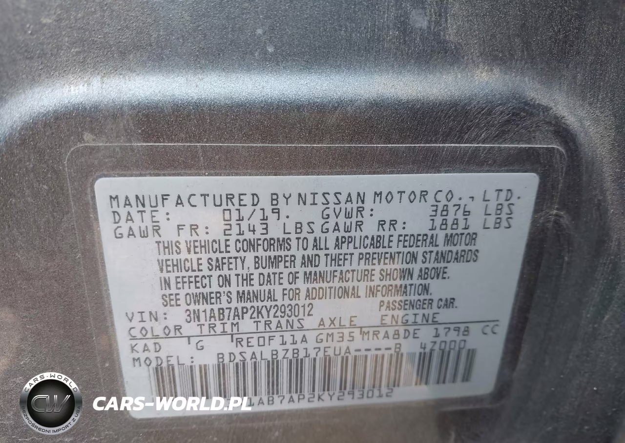 2019 Nissan Sentra S VIN:3N1AB7AP2KY293012 - 9