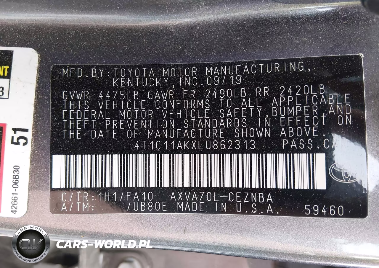 2020 Toyota Camry Le VIN:4T1C11AKXLU862313 - 9