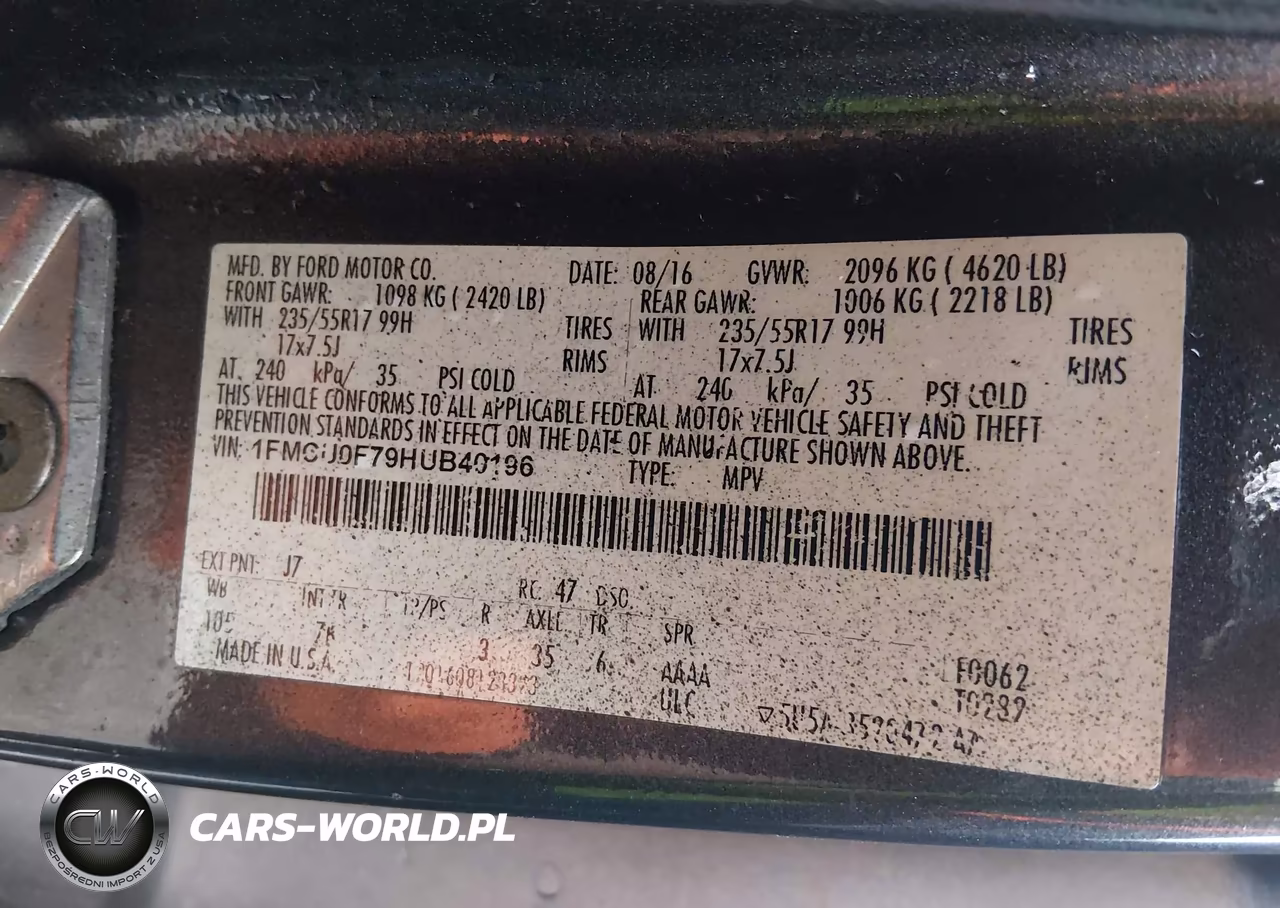2017 Ford Escape S VIN:1FMCU0F79HUB40196 - 9