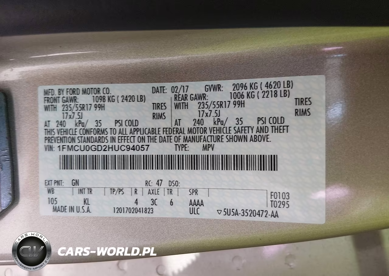 2017 Ford Escape Se VIN:1FMCU0GD2HUC94057 - 9