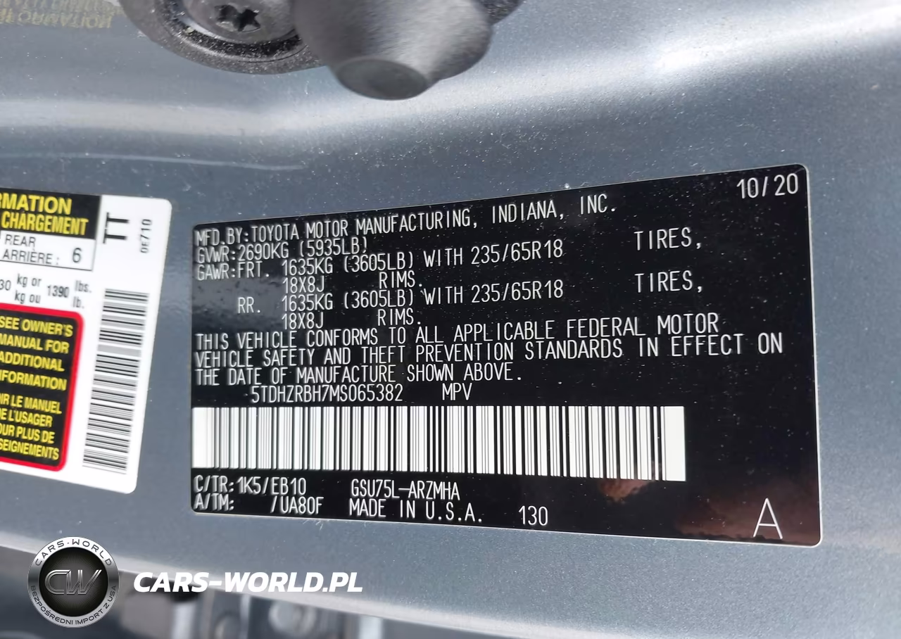 2021 Toyota Highlander Xle VIN:5TDHZRBH7MS065382 - 9