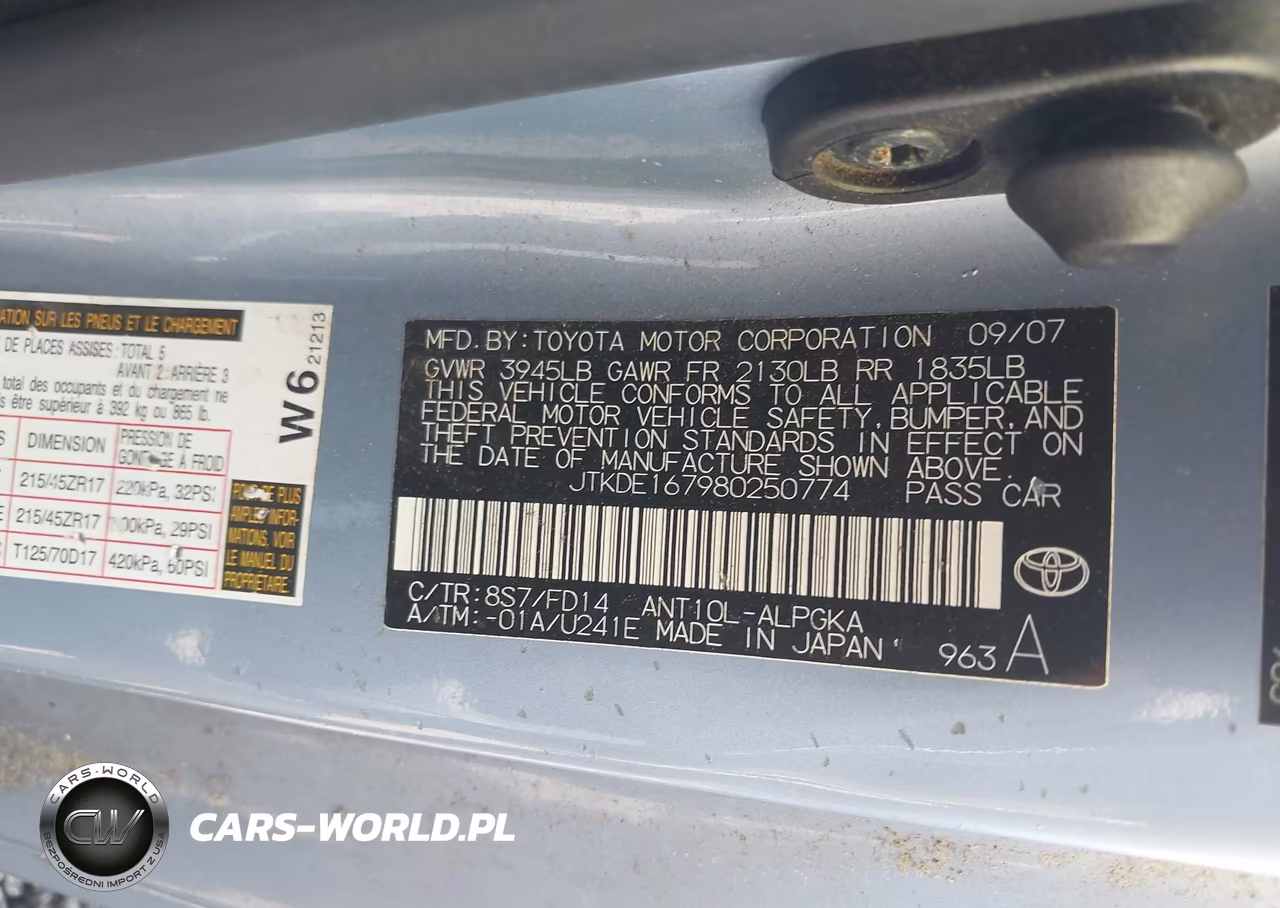 2008 Scion Tc VIN:JTKDE167980250774 - 9