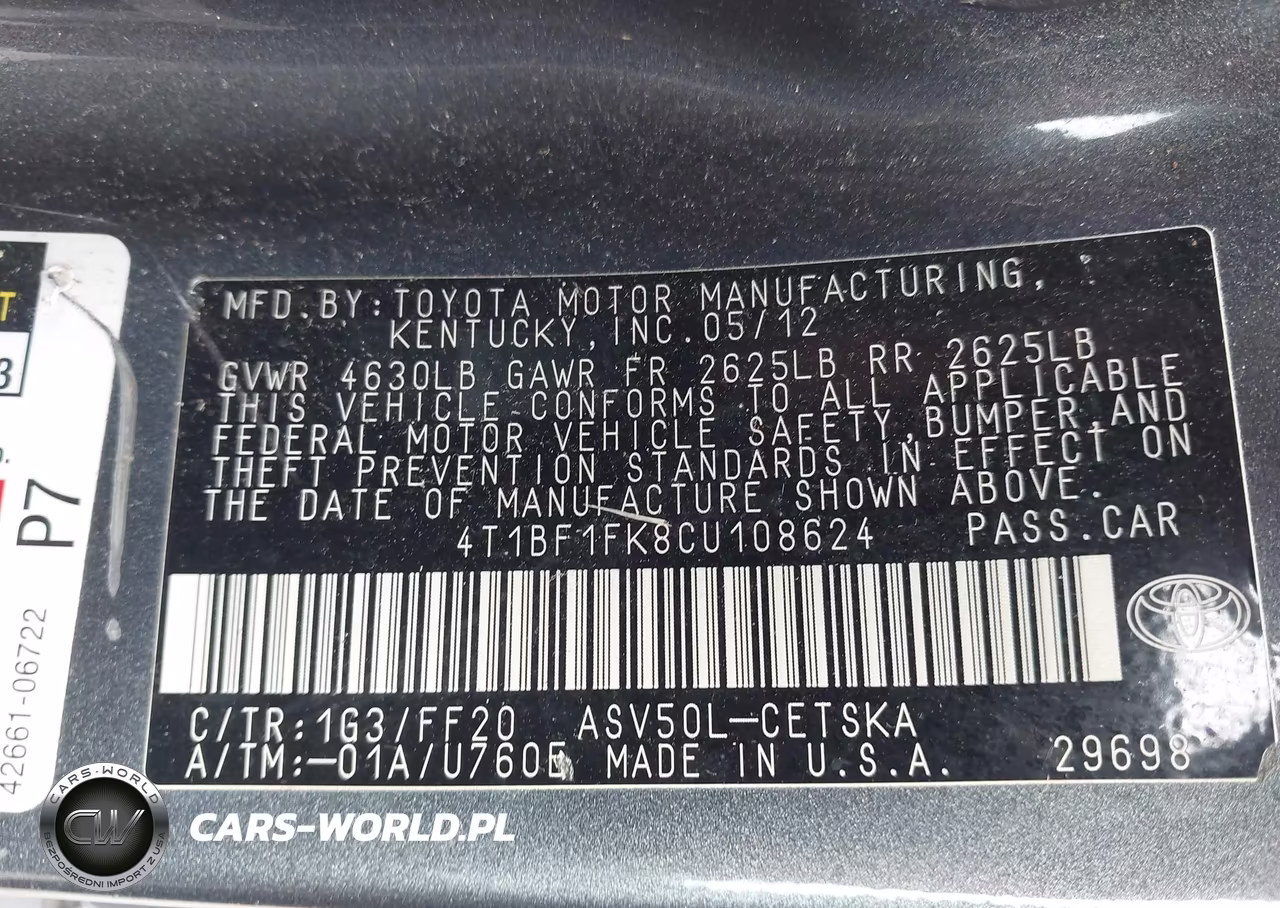 2012 Toyota Camry Se VIN:4T1BF1FK8CU108624 - 9