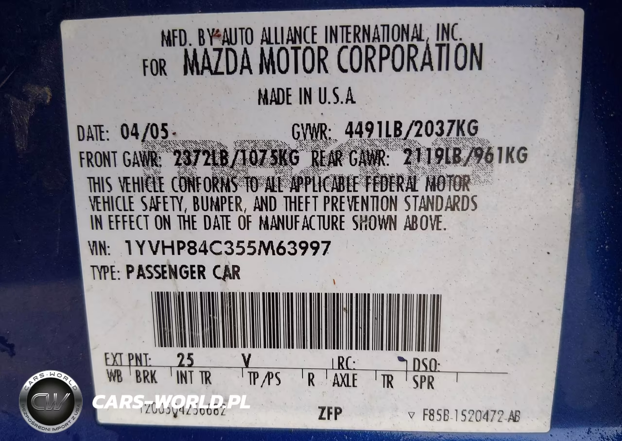 2005 Mazda Mazda6 I Sport VIN:1YVHP84C355M63997 - 9