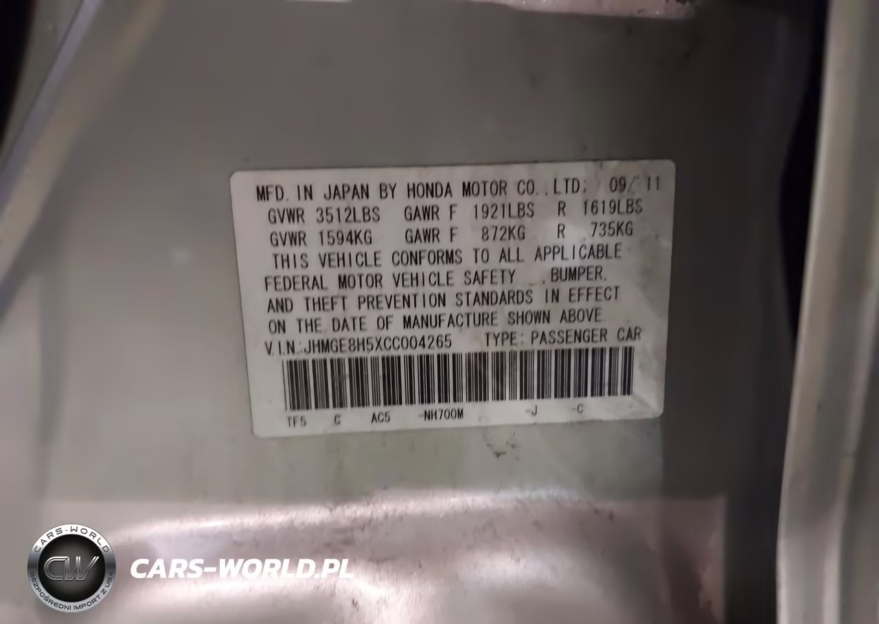 2012 Honda Fit Sport VIN:JHMGE8H5XCC004265 - 9