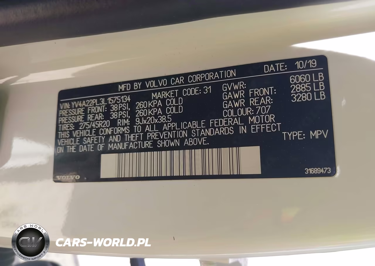 2020 Volvo Xc90 T6 Inscription 7 Passenger VIN:YV4A22PL3L1575134 - 9