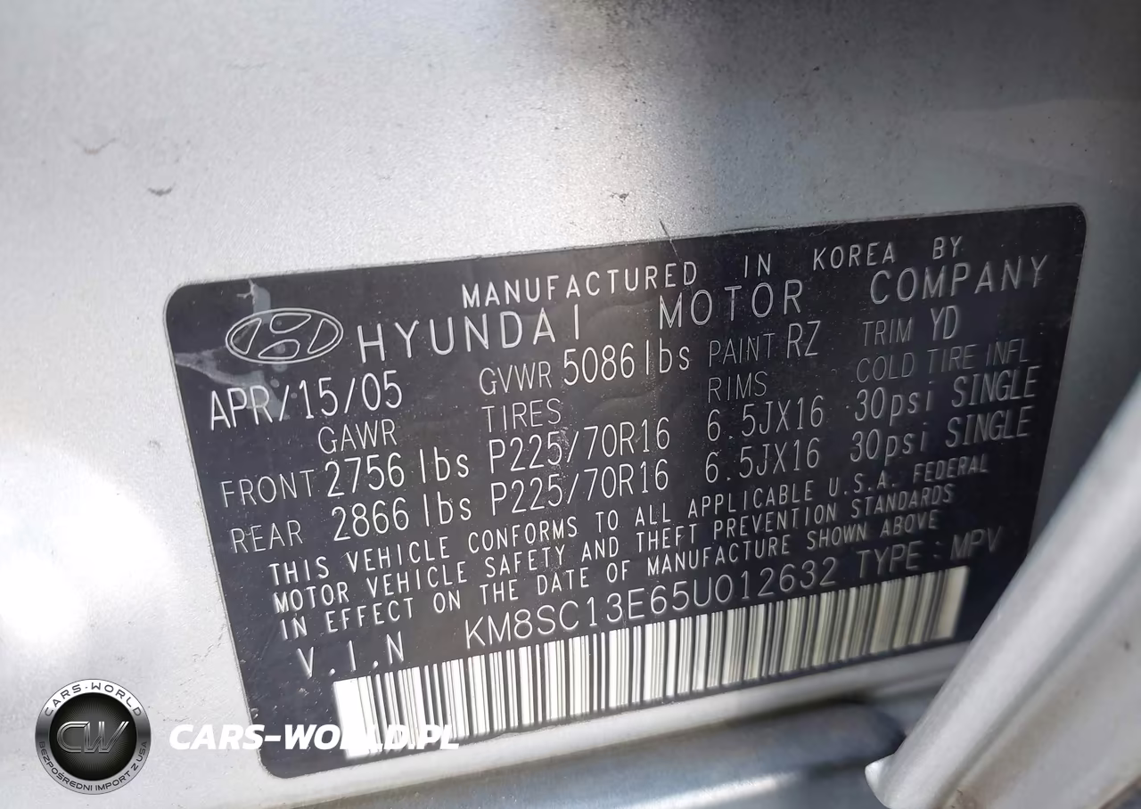 2005 Hyundai Santa Fe Gls-Lx VIN:KM8SC13E65U012632 - 9