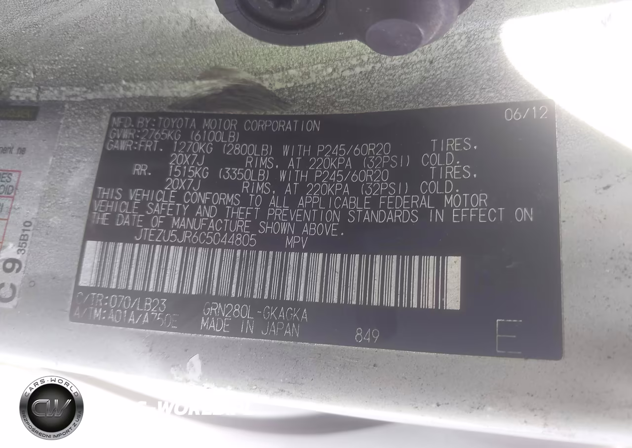 2012 Toyota 4Runner Limited VIN:JTEZU5JR6C5044805 - 9