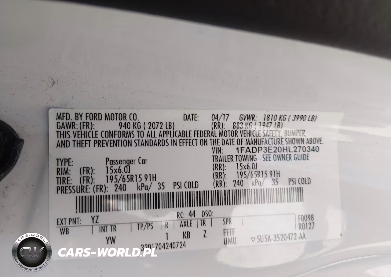 2017 Ford Focus S VIN:1FADP3E20HL270340 - 9