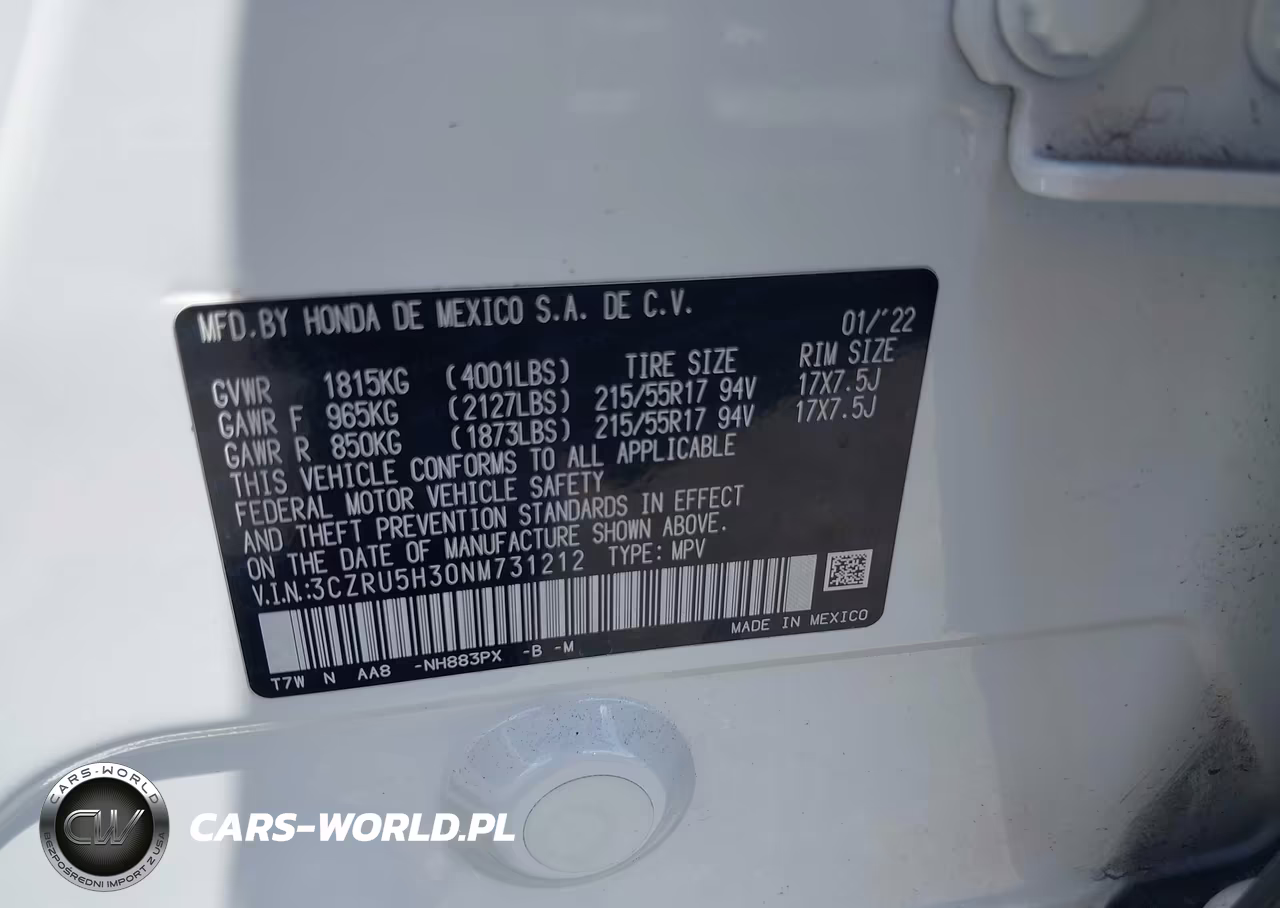 2022 Honda Hr-V 2Wd Lx VIN:3CZRU5H30NM731212 - 9