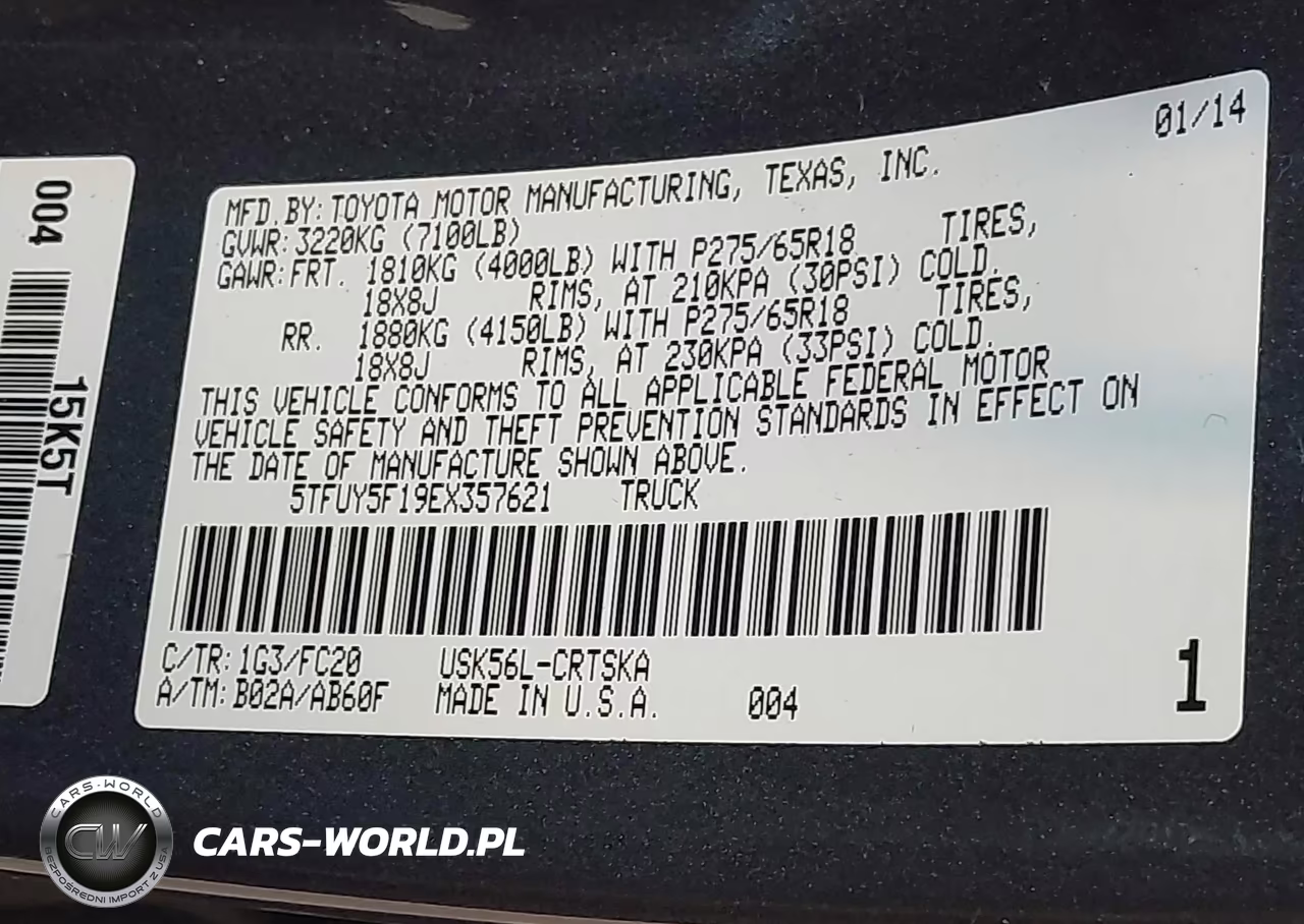 2014 Toyota Tundra Sr5 5.7L V8 VIN:5TFUY5F19EX357621 - 9