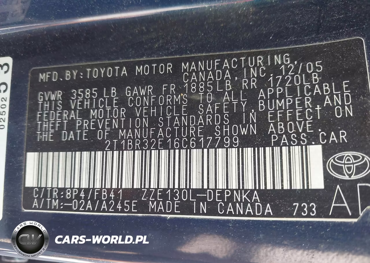 2006 Toyota Corolla Le VIN:2T1BR32E16C617799 - 9