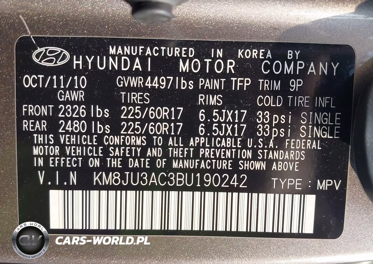 2011 Hyundai Tucson Gls VIN:KM8JU3AC3BU190242 - 9