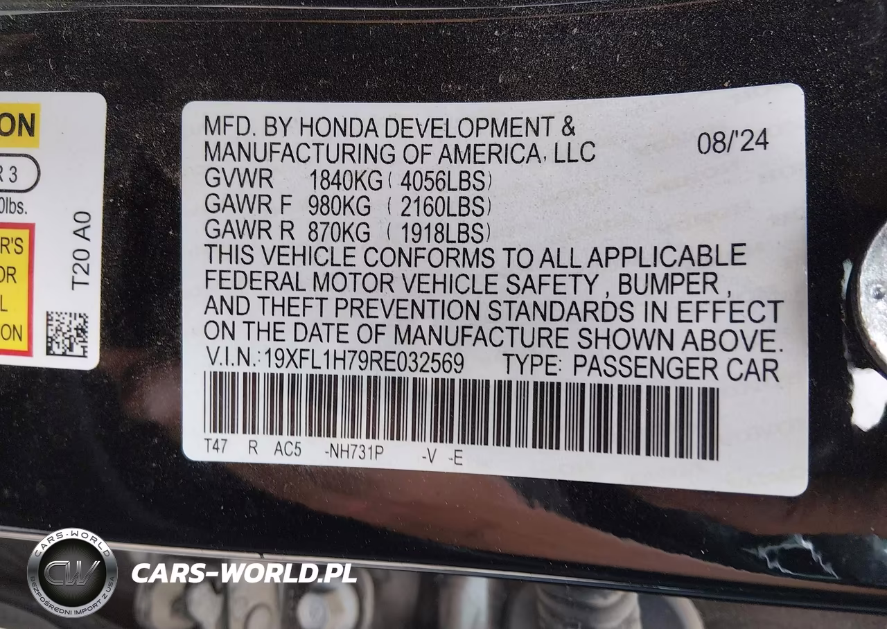 2024 Honda Civic Ex-L VIN:19XFL1H79RE032569 - 9