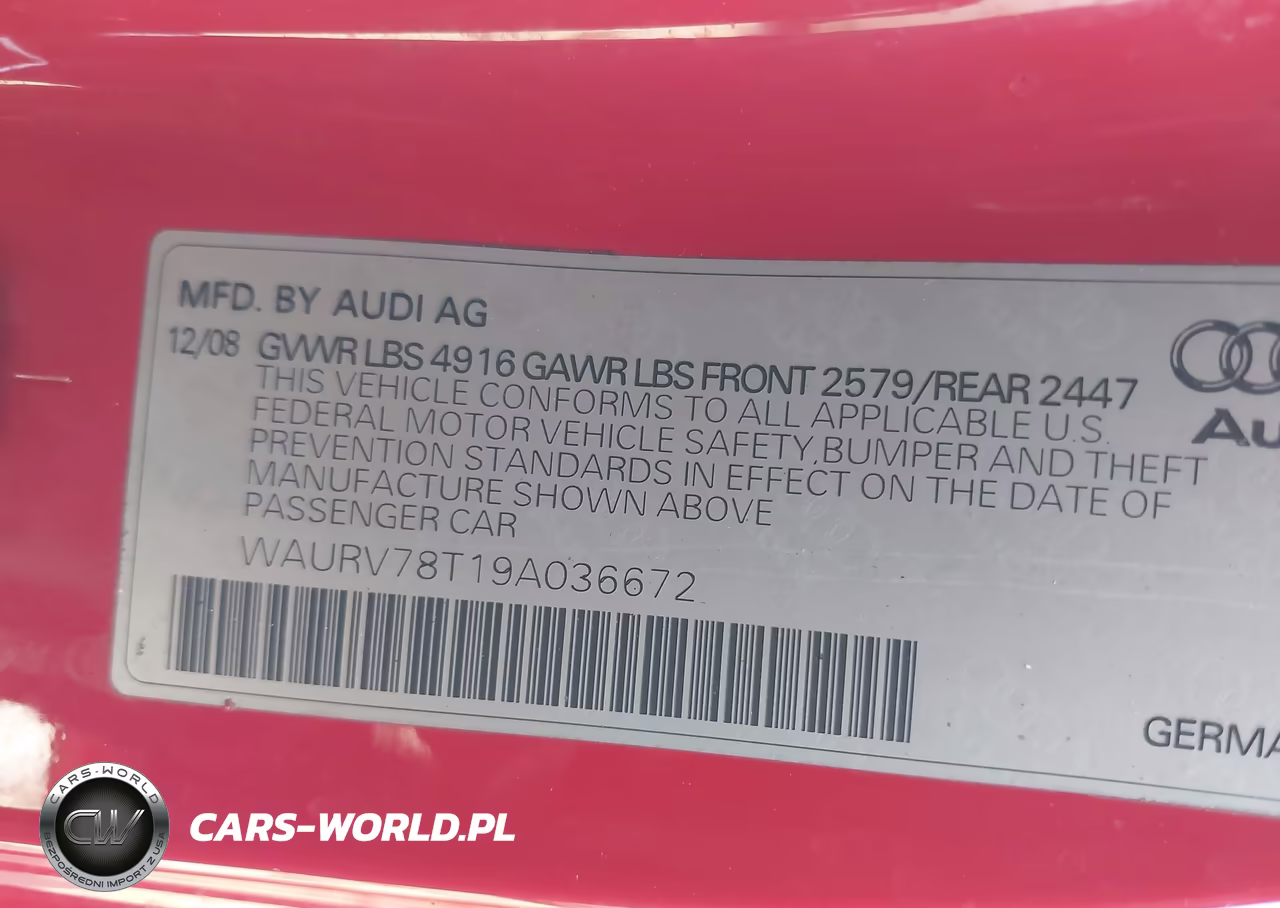 2009 Audi S5 4.2L VIN:WAURV78T19A036672 - 9