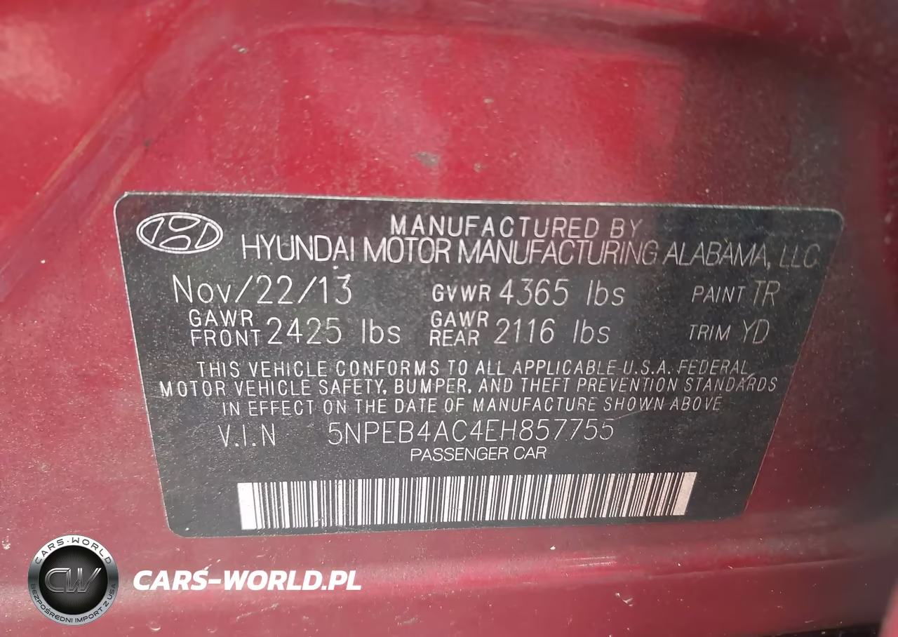 2014 Hyundai Sonata Gls VIN:5NPEB4AC4EH857755 - 9