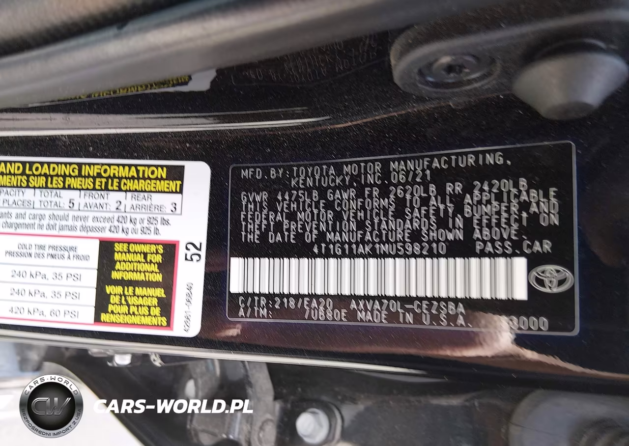 2021 Toyota Camry Se VIN:4T1G11AK1MU598210 - 9