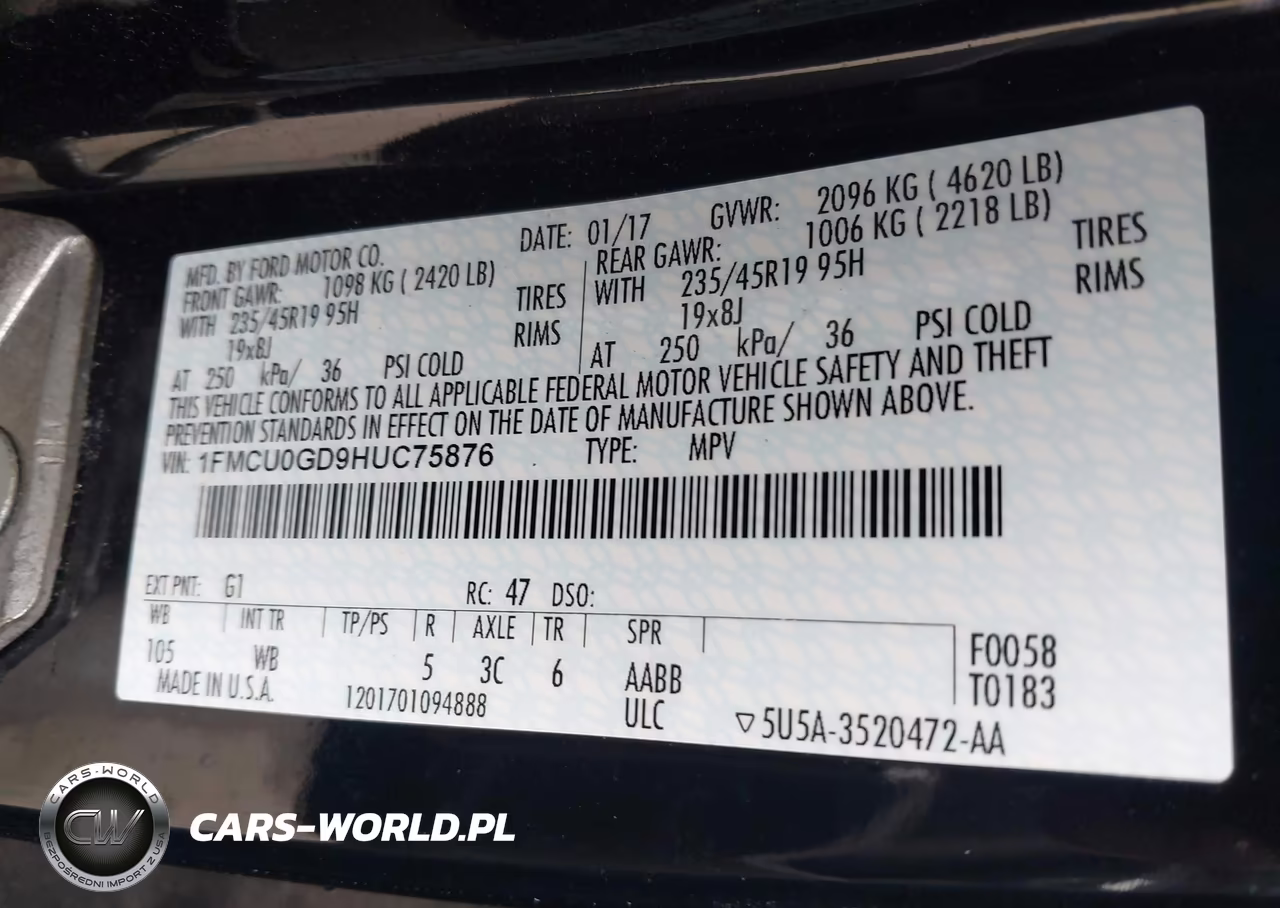 2017 Ford Escape Se VIN:1FMCU0GD9HUC75876 - 9